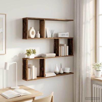 vidaXL Stenná polica Staré drevo 80 x 12 x 79,5 cm Kompozitné drevo
