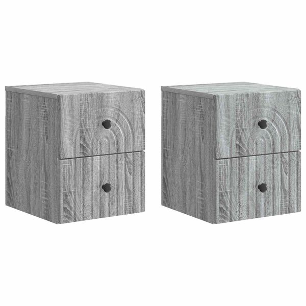 vidaXL Nástenná nočná skrinka 2 pcs Sivá sonoma 33 x 34,5 x 40 cm