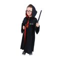 Detský kúzelnícky plášť s kapucňou s kravatou a okuliarmi