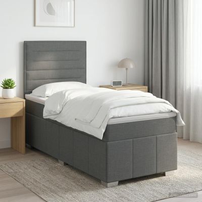 vidaXL LED boxspring posteľ s matracom Tmavosivá 100 x 200 cm Látka