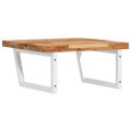 vidaXL Polica pod umývadlo nástenná oceľ a akáciový masív