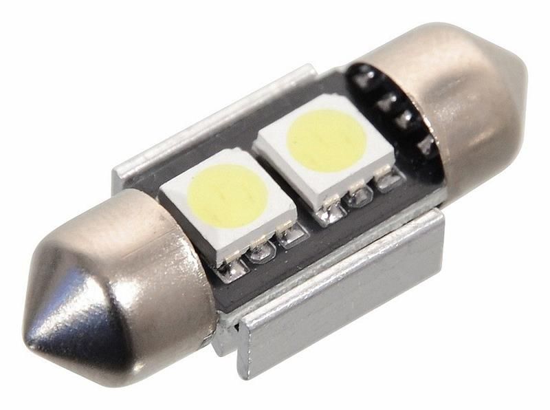 Žiarovka 2 SMD LED 12V suf. SV8.5 32mm s rezistorom CAN-BUS pripravená biela