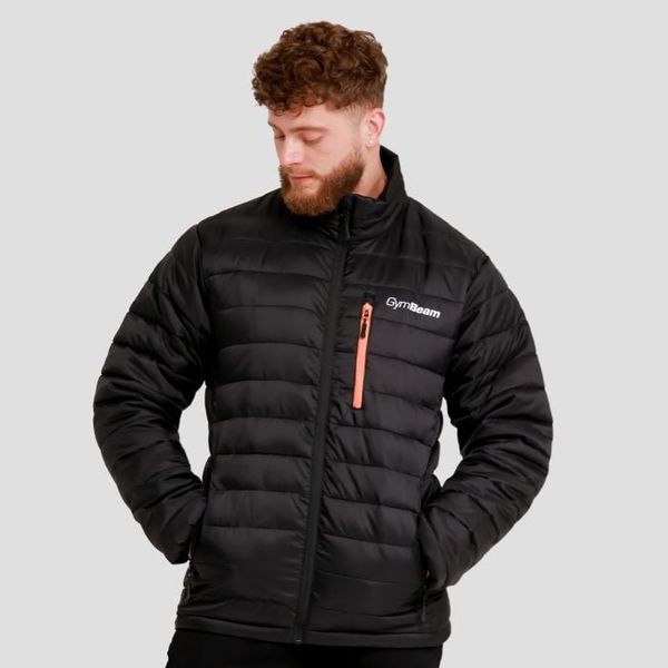 Pánska bunda Puffer Black/Orange - GymBeam, veľkosť S, veľkosť oblečenia S