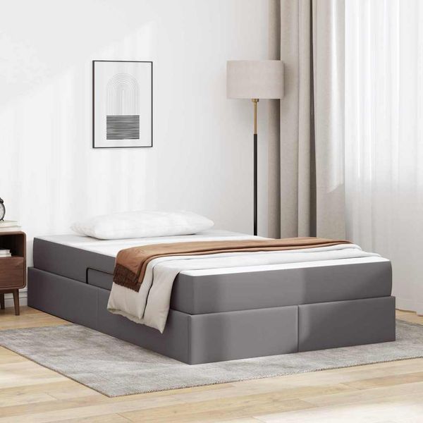 vidaXL Postel s úložným prostorem a matrací s matracmi 2 pcs Sivá Koža