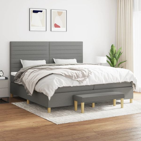 vidaXL Boxspring posteľ s matracom tmavosivá 200x200 cm látka