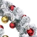 vidaXL Vianočná girlanda s ozdobami a LED svetlami zelená 10 m PVC