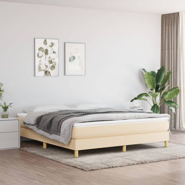 vidaXL Posteľný rám s boxspringomkrémová 160x200 cm látka