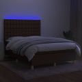 vidaXL Posteľ boxsping s matracom a LED tmavohnedá 140x200 cm látka
