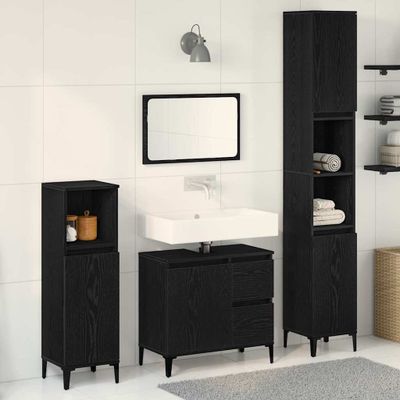 vidaXL Sada kúpeľňového nábytku Nástenný s úložiskom 3 pcs Čierny dub