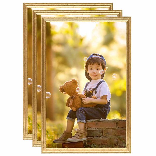 vidaXL Fotorámiky na stenu , koláž 3 ks, zlaté 59,4x84 cm, MDF
