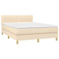 vidaXL Boxspring posteľ s matracom krémový 140x190 cm látka