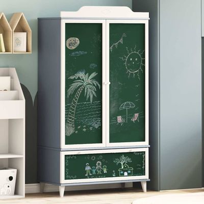 vidaXL Nástenková skriňa s dverami ROROS Šedý a biely 90 x 45 x 165 cm