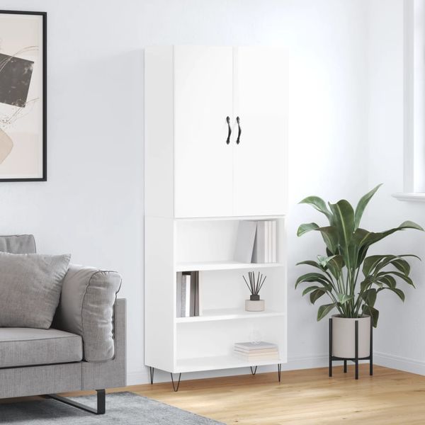 vidaXL Vysoká skrinka lesklá biela 69,5x34x180 cm spracované drevo