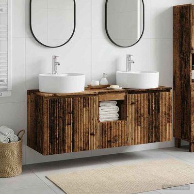 vidaXL Set kabinetov do kúpeľne 3 ks Staré drevo 49,5 x 44,5 x 65 cm