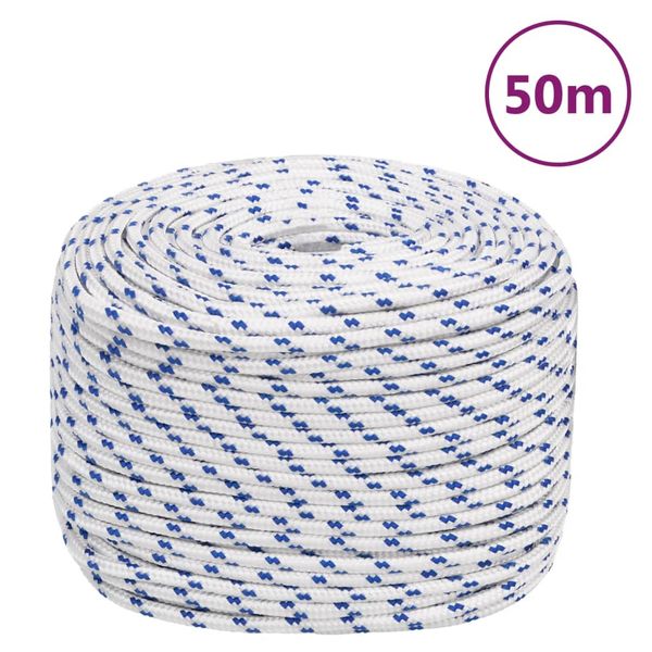 vidaXL Lodné lano biele 6 mm 50 m polypropylén