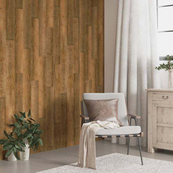 vidaXL Nástenné panely vzhľad dreva hnedé PVC 4,12 m²