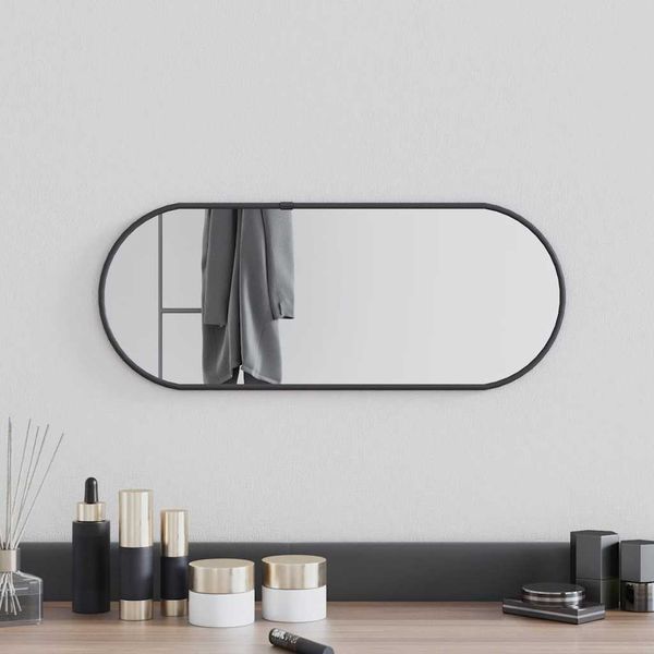 vidaXL Nástenné zrkadlo čierne 50x20 cm oválne