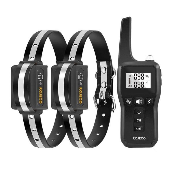 Rojeco PD529 1000m výcvikový obojok pre psov s 2 obojkami (čierny)
