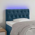 vidaXL Čelo postele s LED tmavomodré 80x7x78/88 cm zamat