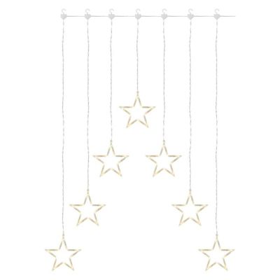 LED vianočný záves – 7 hviezd, 67x125 cm, vnútorný, teplá biela