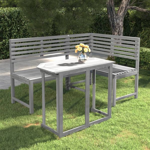 vidaXL 2-dielna bistro súprava masívne akáciové drevo sivá