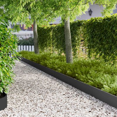 vidaXL Obrubník trávnika 10 ks 103 x 20 cm Oceľ Čierna