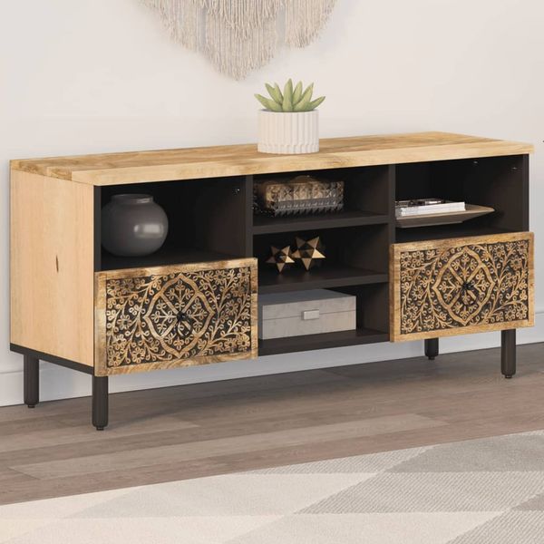 vidaXL TV skrinka 100x33x46 cm, mangový masív