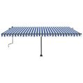 vidaXL Voľne stojaca ručne zaťahovacia markíza 500x350 cm, modro biela