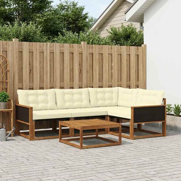 vidaXL Záhradná súprava gaučov s vankúšom 5 pcs Prírodná a krémová