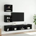 vidaXL 5-dielne TV nástenné skrinky s LED čierne kompozitné drevo