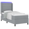 vidaXL LED box s pružinami s matracmi Svetlosivá 80 x 200 cm látka