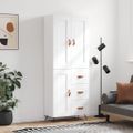vidaXL Vysoká skrinka biela 69,5x34x180 cm spracované drevo