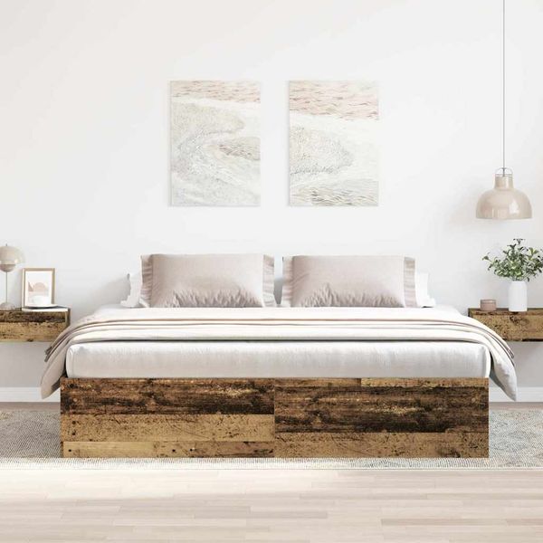 vidaXL Posteľný rám bez matraca staré drevo 180x200cm kompozitné drevo