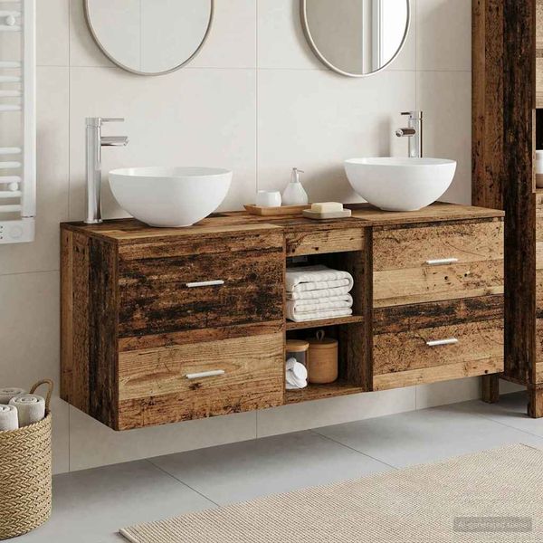 vidaXL Set kabinetov do kúpeľne 3 ks Staré drevo 49,5 x 41 x 64,5 cm