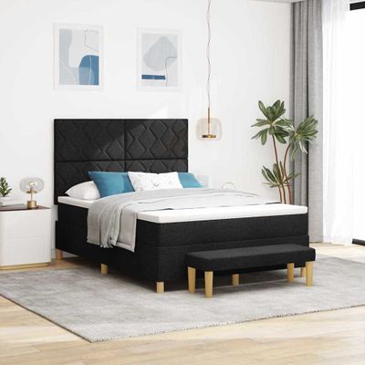 vidaXL Posteľ s pružinovým rámom s vankúšom Čierna 200 x 140 cm látka