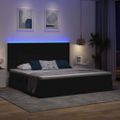 vidaXL LED úložná posteľ s matracom Čierna 200 x 200 cm Látka