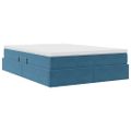 vidaXL Postel s úložným prostorem a matrací Tmavomodrá 140 x 200 cm