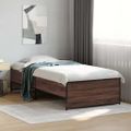 vidaXL Posteľný rám hnedý dub 90x190 cm kompozitné drevo a kov