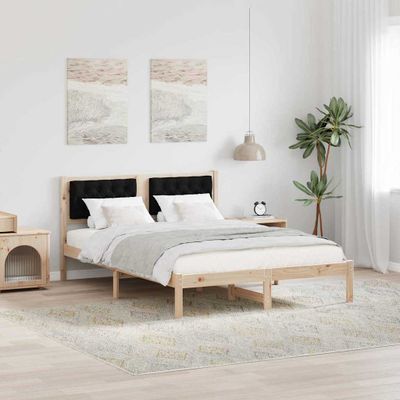 vidaXL Rám postele Čierna 150 x 200 cm Masívne borovicové drevo