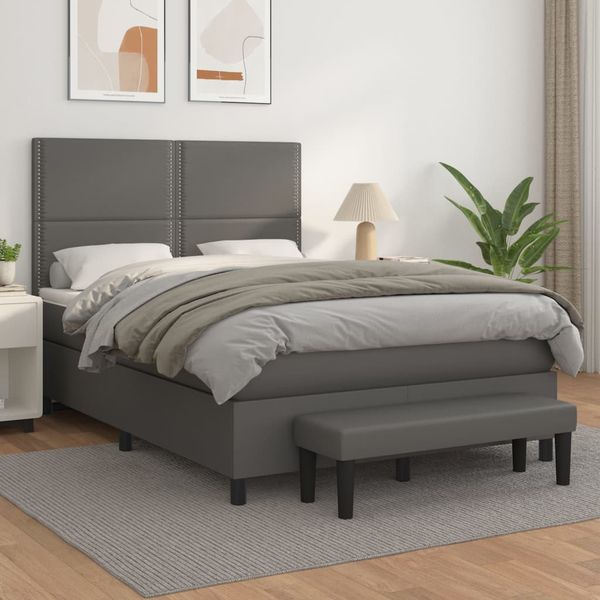 vidaXL Boxspring posteľ s matracom sivá 140x200 cm umelá koža