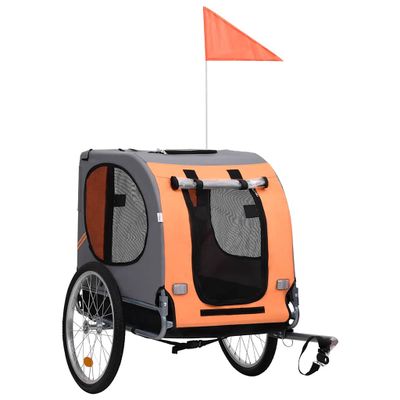 vidaXL Vozík za bicykel pre psa, oranžovo sivý