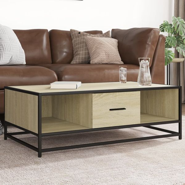 vidaXL Konferenčný stolík dub sonoma 100x57x35 cm kompozit.drevo a kov