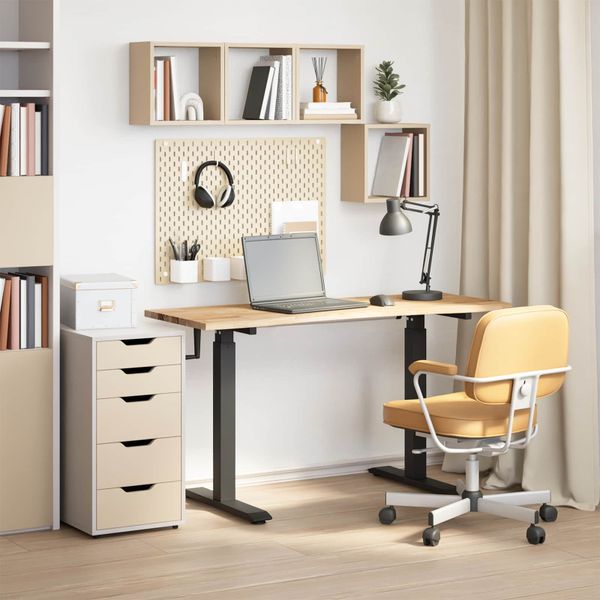 vidaXL Stôl Čierna a prírodná 140 x 60 cm Masívne dubové drevo