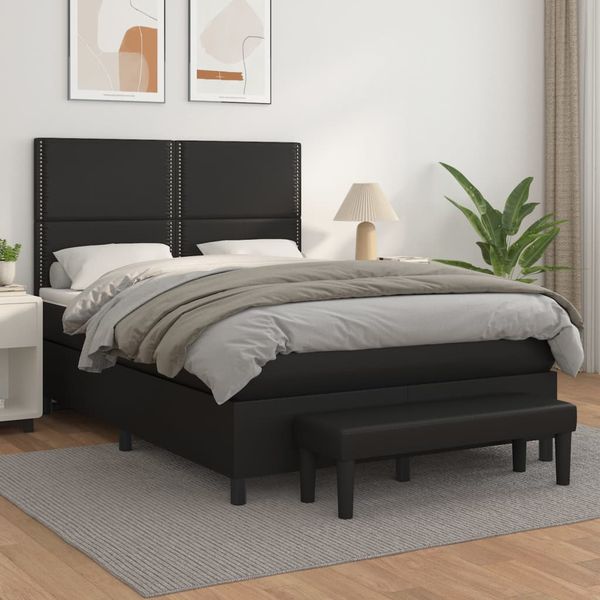 vidaXL Boxspring posteľ s matracom čierna 140x200 cm umelá koža