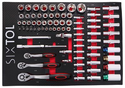 Modul s náradím do dílenského vozíku MECHANIC TOOL TRAY 6, 80 ks SIXTOL