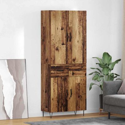 vidaXL Highboard 2 pcs Staré drevo Konštrukčné drevo a sklo