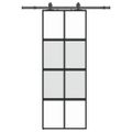 vidaXL Posuvné dvere s kovaním čierne 76x205 cm tvrdené sklo