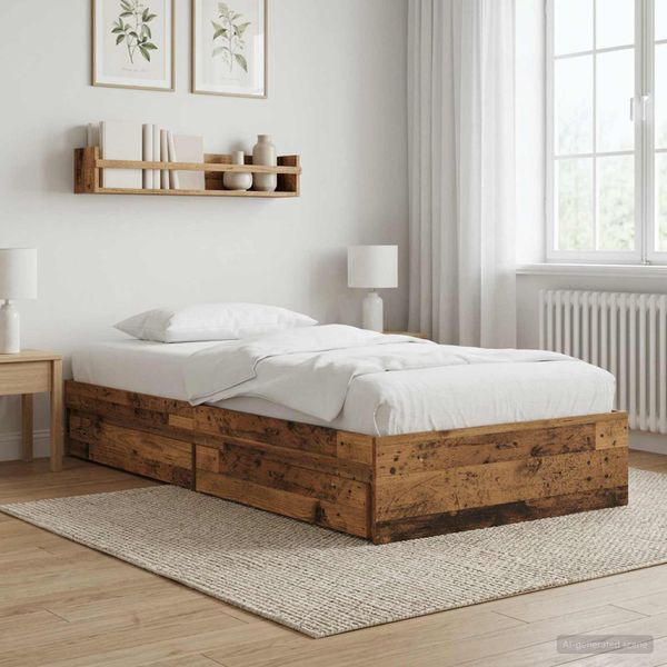 vidaXL Rám postele so skladom Staré drevo 80 x 200 cm Kompozitné drevo