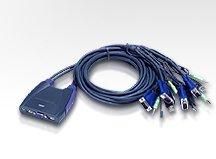 ATEN 4port KVM USB mini, audio, 0.9 metra káble