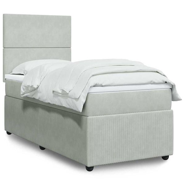 vidaXL Posteľný rám boxsping s matracom bledosivý 100x200 cm zamat